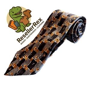 BOLGHERI Mens Silk Tie Made in Italy Geometric Floral Pattern Gold Black Grey